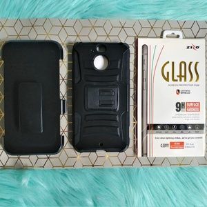 NEW HTC Bolt Phone Hard Case Glass Bundle